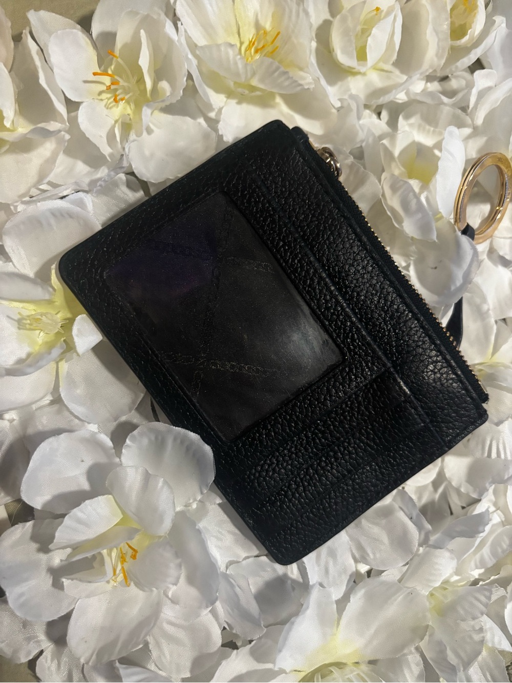 Michael Kors Black Leather Zip Coin Pouch with Gold Hardware - Picture 2 of 4